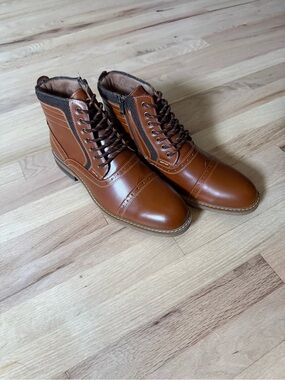 Arkbird Men's Oxford Leather Chukka Ankle Boots Zipper Brown NWOB